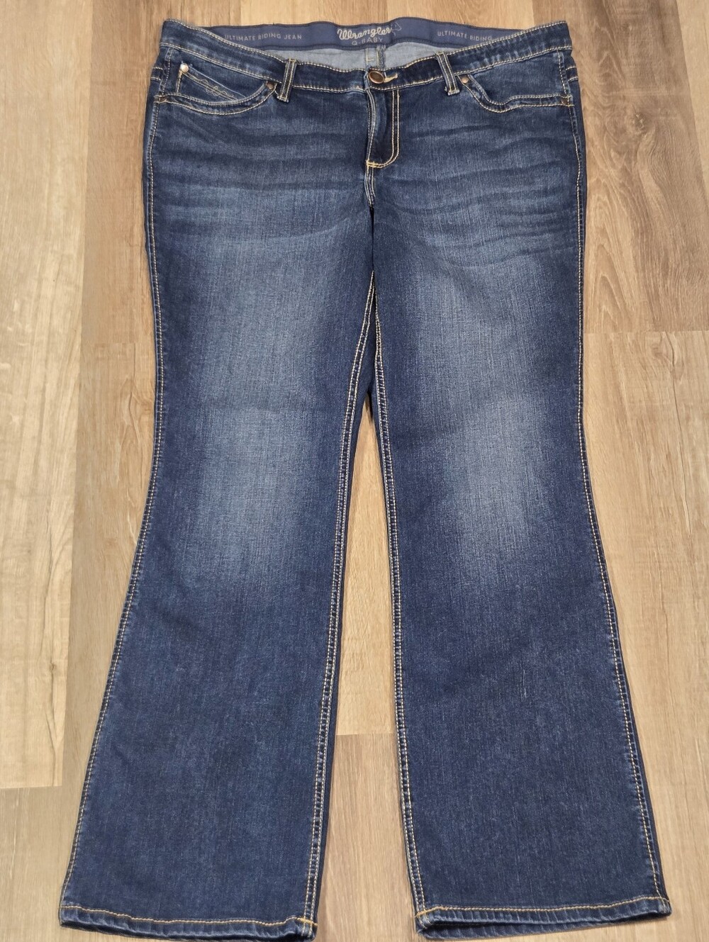 Wrangler Womens Q Baby Bootcut Jeans Tag 18Wx34 (40x32)  Blue Mid Rise Western